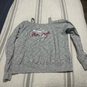 Abercrombie Kids Heather Gray Top with Pink Sequins